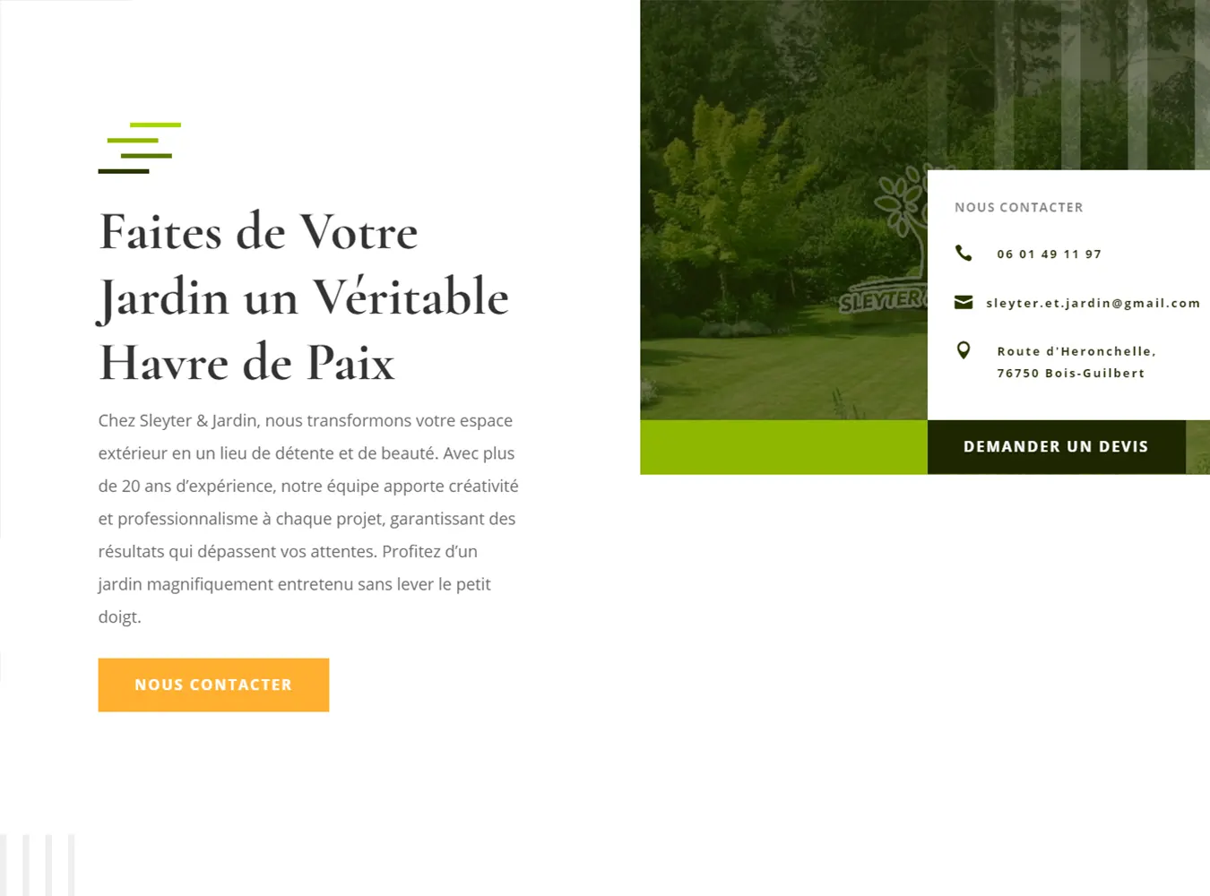 sleyter-jardin.com - Après la refonte du site Internet OnePage par Swebetech